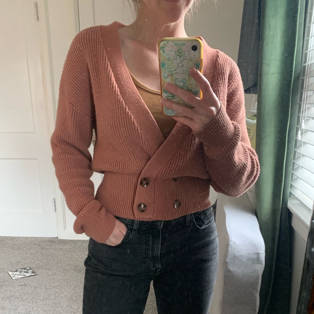 J.O.A. Button Cardigan, Antique Blush